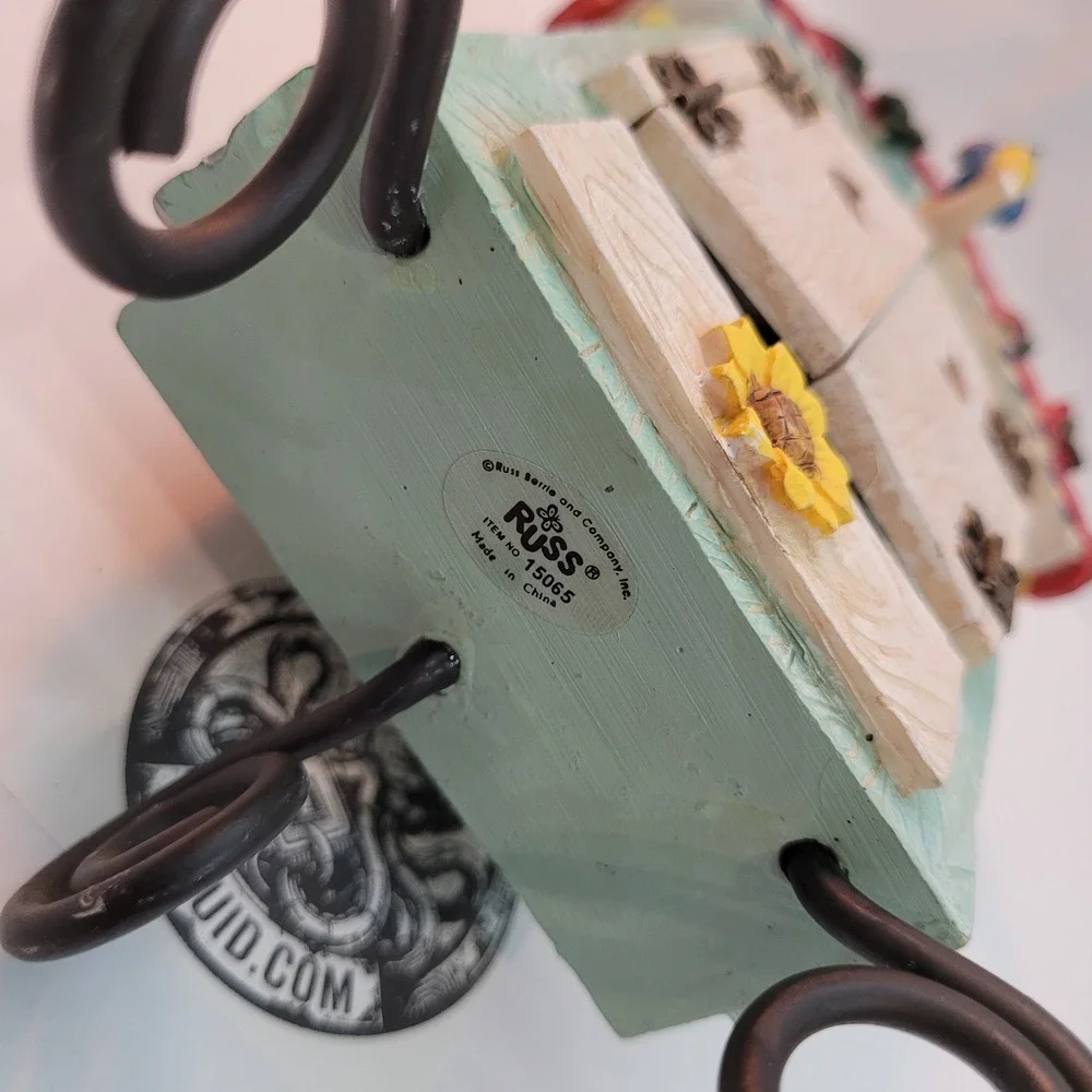 Russ Berrie Birdhouse Table Clock Quartz Sunflower Blue Bird Vintage Decor‎